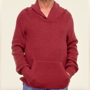 NWT American Rag Ribbed Knit Shawl Collar Pullover Sweater in Maroon, Size XL